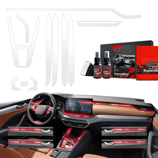 GrizzProtector 11in1 Schutzfolien Kit for Skoda Octavia 4 (2020-2024) Mittelkonsole & Armaturenbrett Glanz.